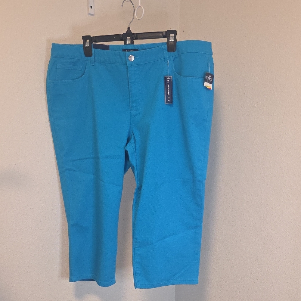 Chaps Turquoise Capris - Picture 1 of 6